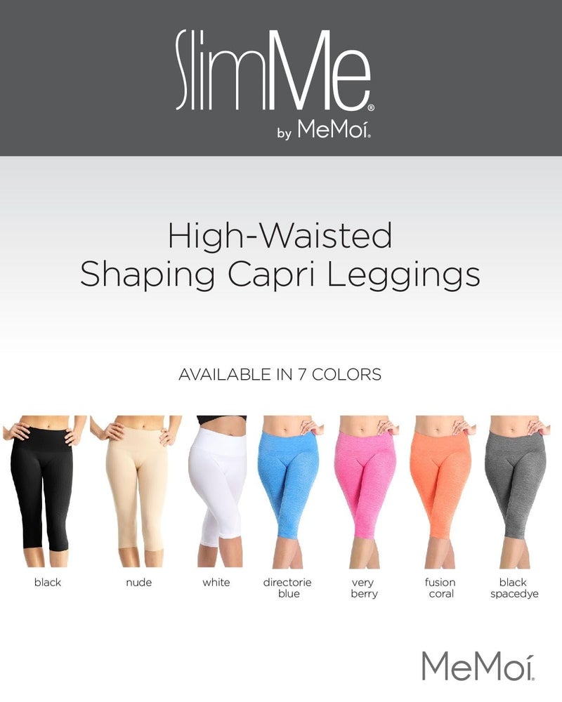SlimMe Shapewear Leggings, High Waisted Tummy Control Capri Shapewear, Comfortable Knee Length Body Shaper - S to Q2, Black, Q1 - Image 2